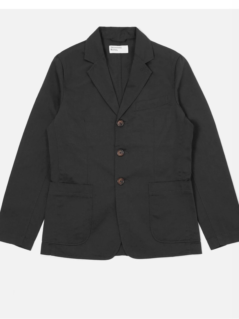 Universal Works Twill London Jacket Black Cotton Button Notch Collar Preppy-XXXL